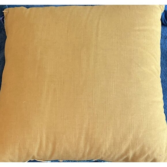 Woven Jute Turquoise Mustard Throw Pillow NWT Southern Living 22" Sq Tasseled - Picture 7 of 10